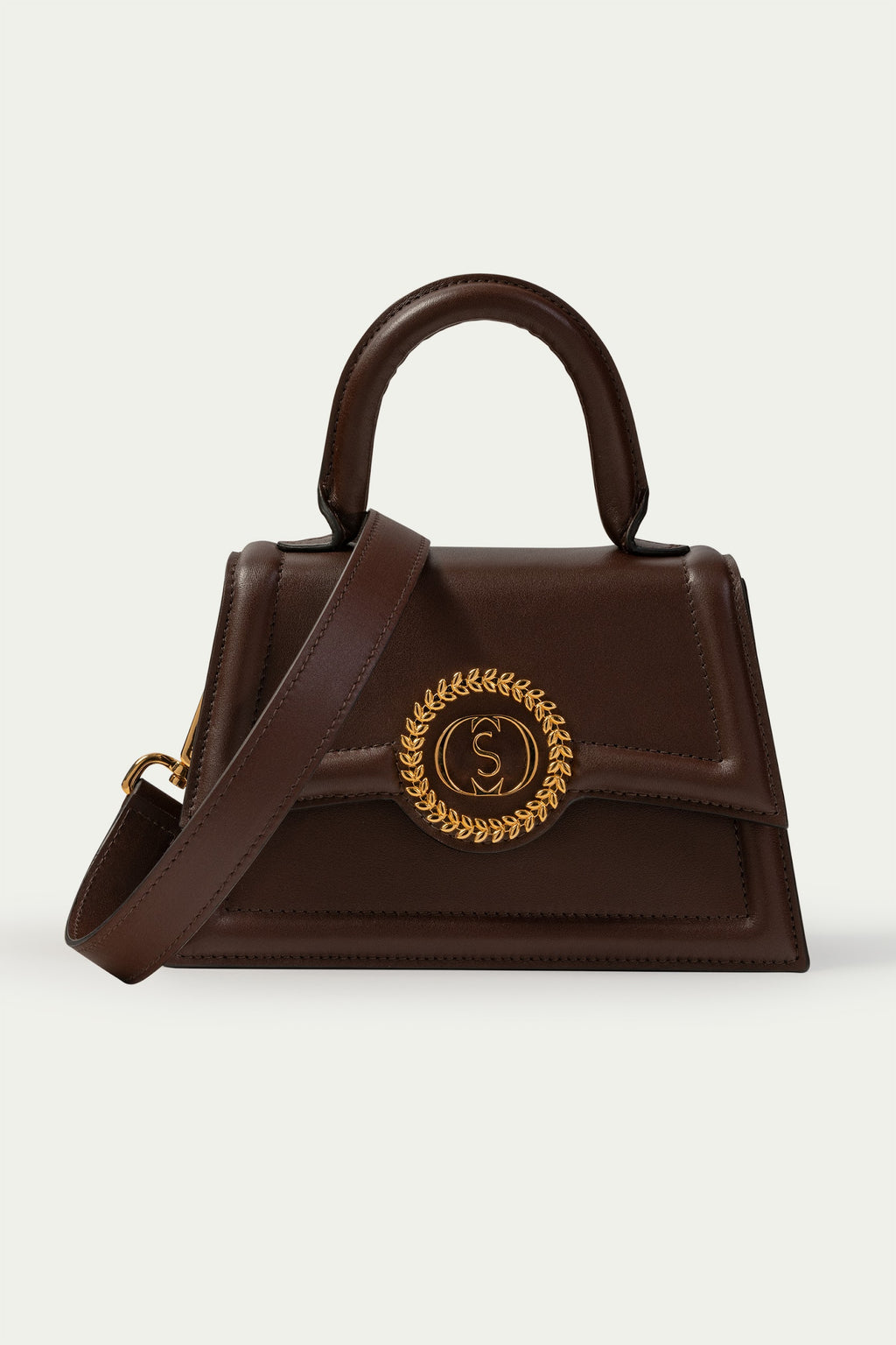 June mini leather top handle bag